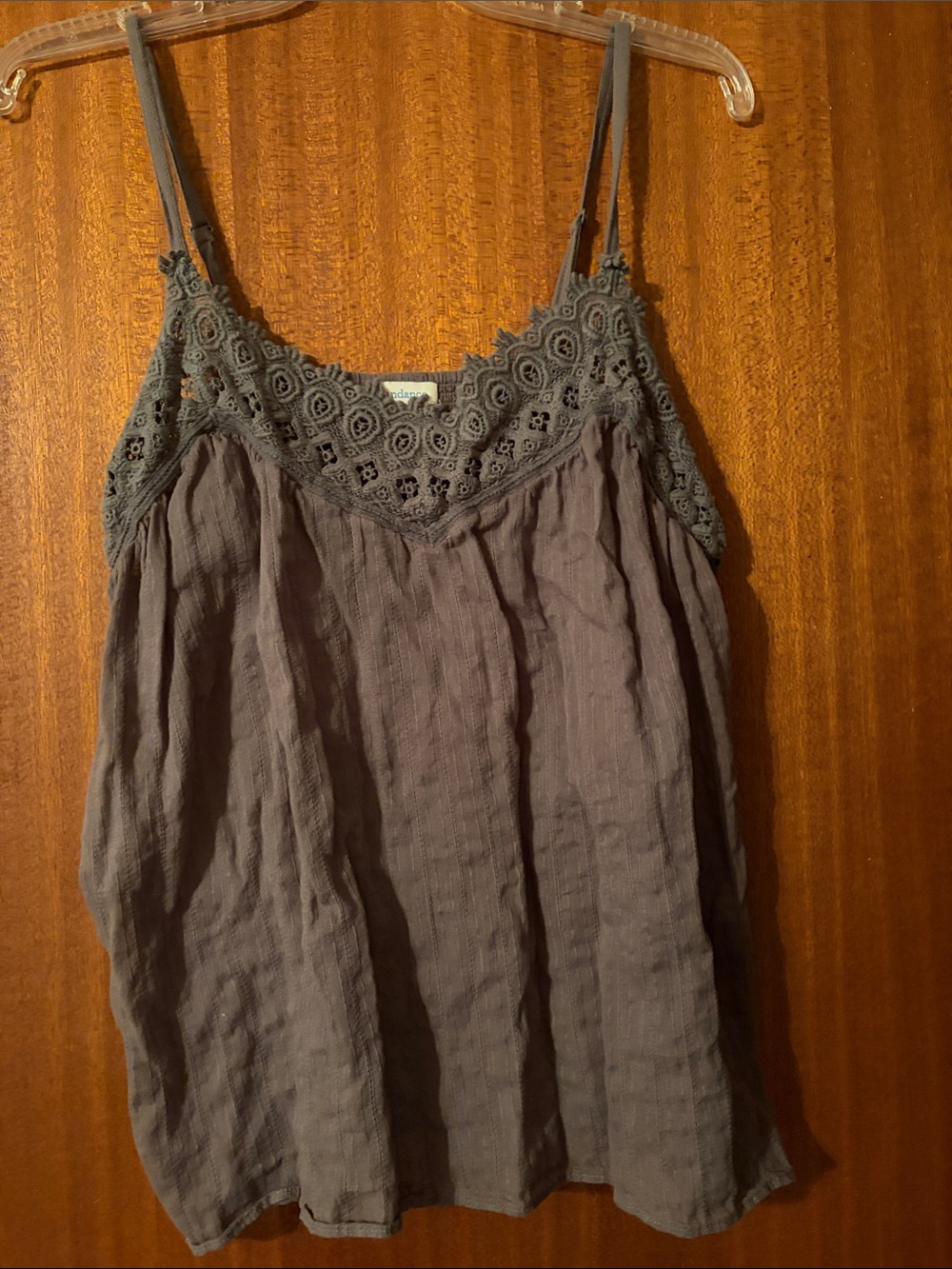 Sundance Lace-Trim Slate Gray Camisole